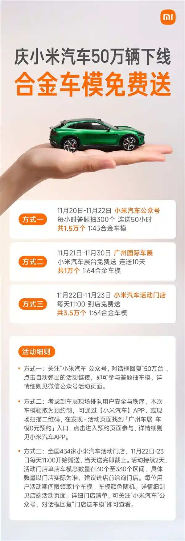 小米汽车50万台下线！雷军豪送6万车模引爆热议