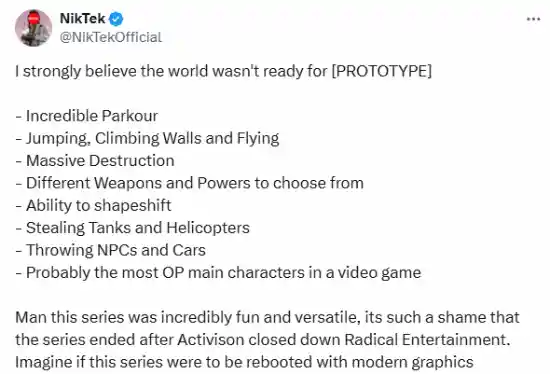 《虐杀原形》或重生？玩家力挺动视重启经典之作