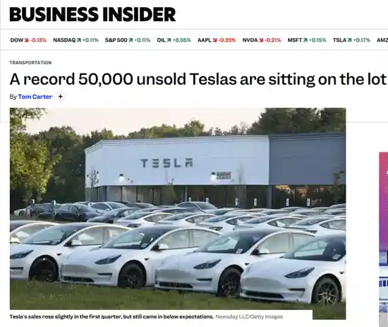 特斯拉库存警报拉响！5万辆新车积压如山，马斯克启动闪电突围战